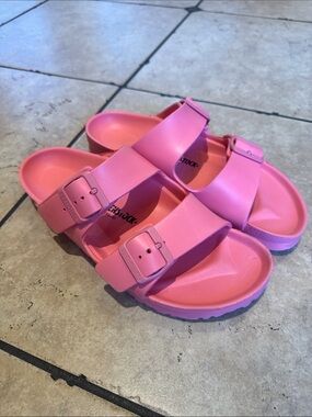 Birkenstock Pink EVA Two-Strap Slide Sandals size 7